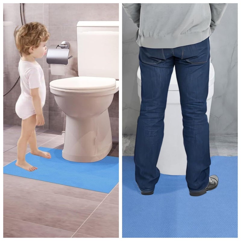 SYMHHA Blue Upgraded 25 Pack Disposable Toilet Mats,Super Absorbent Toilet Training Mat for Kids & Adults,Non-Slip Pads for Bathroom Floor,U-Shaped Potty Training Rug,Around Toilet Urine Protector 24"x22" - Image 2